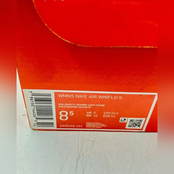 NIKE AIR WINFLO 9 SAIL/SAFETY ORANGE-LIGHT STONE Sneaker Running Women 8.5 Men 7 - Picture 9 of 11